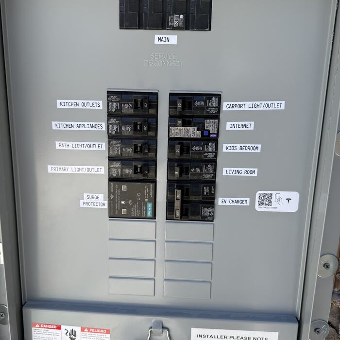 New electrical panel with every circuit clearly labeled